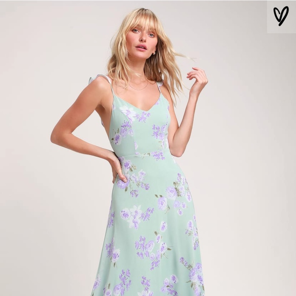 Lulus Meteoric Rise Sage Green Floral Maxi Dress